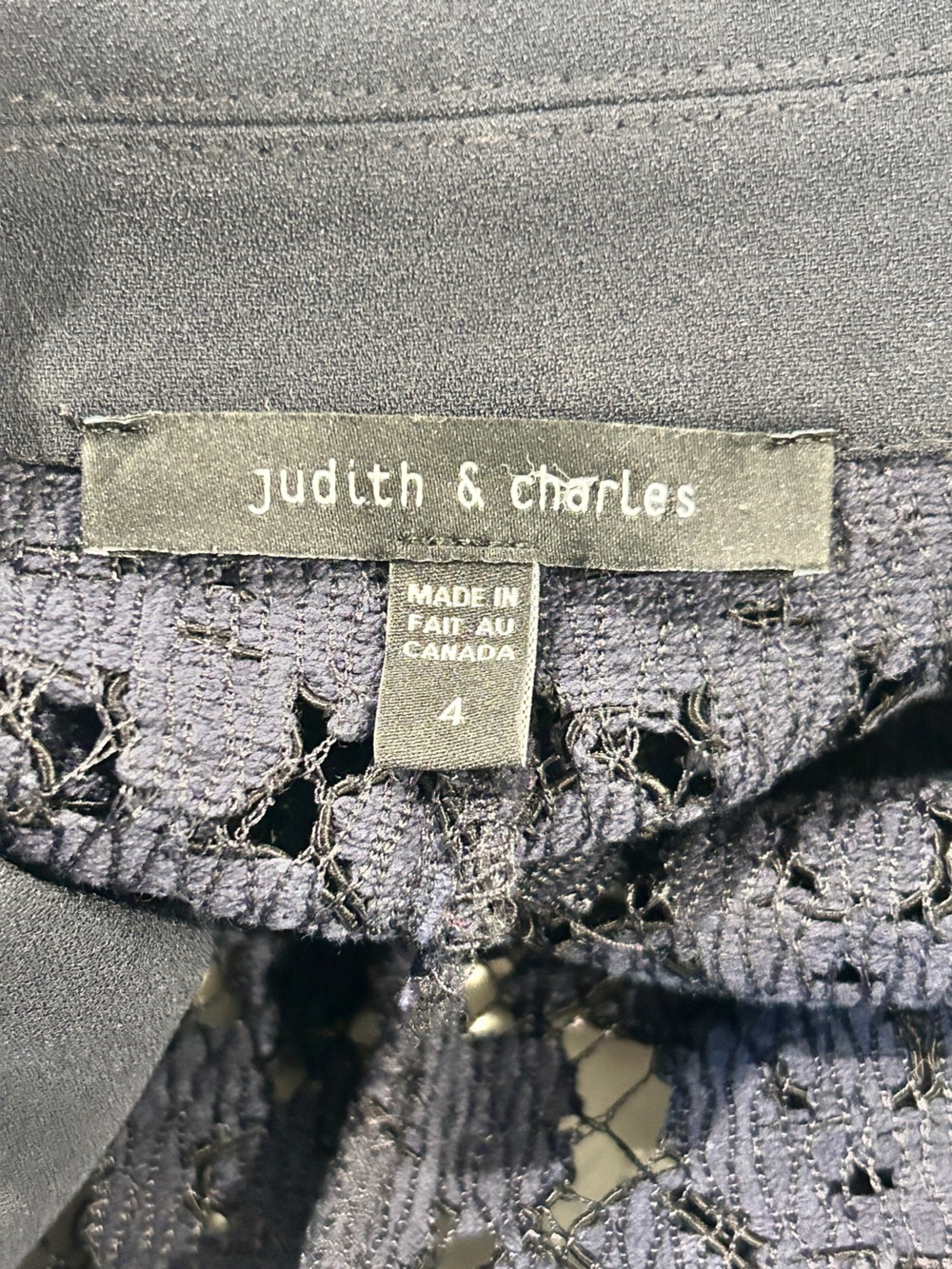 Judith & Charles Navy Blue Lace Long Sleeve Shirt Dress size 4 - Picture 15 of 16
